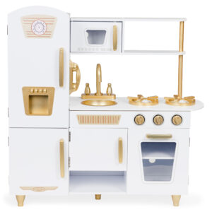 Kuchnia dla dzieci drewniana duża biało-złota ECOTOYS