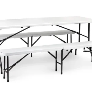 Zestaw cateringowy stół bankietowy 180 cm 2 ławki biały MultiGarden