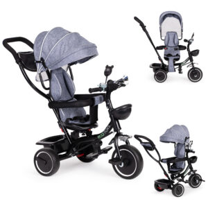 Rowerek trójkołowy z obracanym siedzeniem szary ECOTOYS