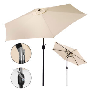 Parasol ogrodowy 270 cm beżowy łamany z korbą MultiGarden