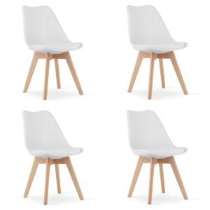 Zestaw komplet 4 krzeseł MARK białe buk ModernHome