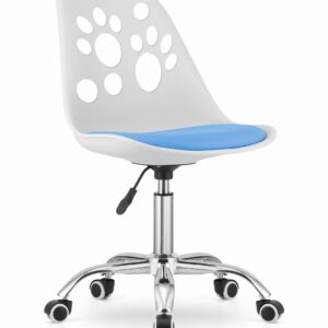 Krzesło biurowe PRINT biało-niebieskie ekoskóra obrotowe