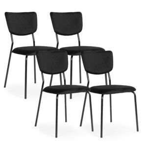 Komplet 4 krzeseł welurowych do jadalni czarne buk ModernHome