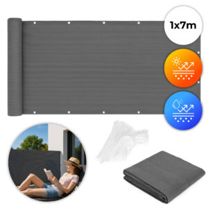 Osłona balkonowa szara 100x700 cm siatka cieniująca MultiGarden