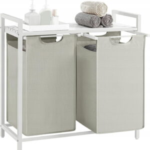 Szafka z koszem na pranie dwukomorowa – Biała 92L Oskar