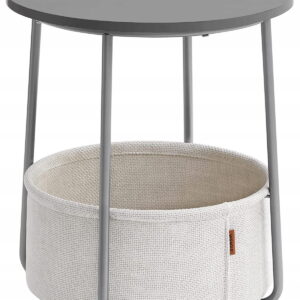 Stolik kawowy z koszem okrągły szary LET223G49