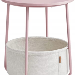 Stolik nocny różowy z koszem metalowy LET223R61