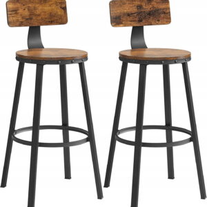 Hokery loft z oparciem rustykalny brąz – Zestaw 2 szt.