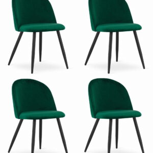 Komplet 4 krzeseł welurowych zielonych BELLO