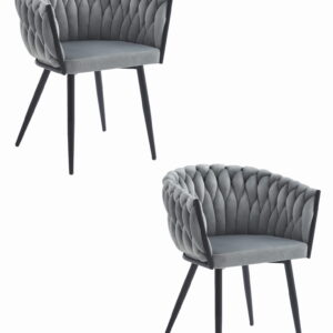 Krzesła pikowane szare welurowe zestaw 2 szt. ORION