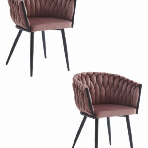 Krzesła pikowane różowe welurowe zestaw 2 szt. ORION