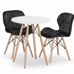 Mały zestaw stół z krzesłami welurowymi czarnymi 60cm