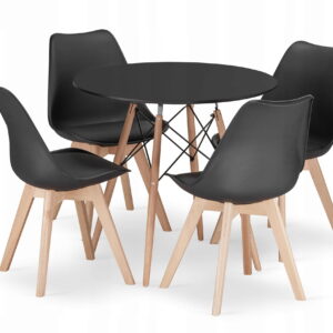 Czarny stół z krzesłami skandynawskimi zestaw 5 el.