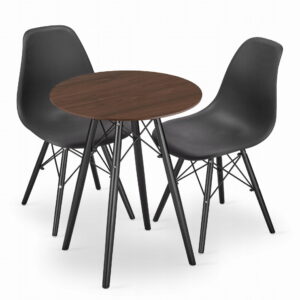 Stół okrągły z krzesłami skandynawskimi jesion 60cm