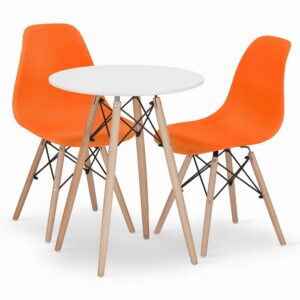 Mały stolik z krzesłami pomarańczowymi 60cm