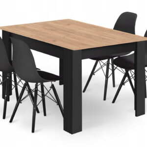 Stół czarno-biały z krzesłami 120x80