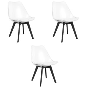 Zestaw 3 krzeseł transparentnych MARK
