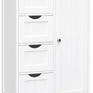 Biała szafka łazienkowa z szufladami i drzwiczkami – Organizacja i Styl