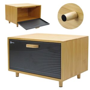 Chlebak bambusowy z białą pokrywą stalową Brunbeste BB-4253