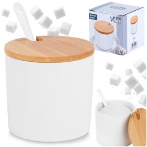Cukierniczka ceramiczna biała z łyżeczką Vilde 250ml okrągła