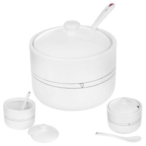 Cukierniczka ceramiczna z łyżeczką biała Serce 300ml Orion