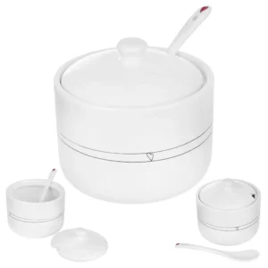 Cukierniczka ceramiczna z łyżeczką biała Serce 300ml Orion