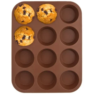 Forma do pieczenia 12 muffinek silikonowa brązowa Orion Sillinie