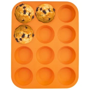 Forma do pieczenia 12 muffinek silikonowa pomarańczowa Orion Sillinie