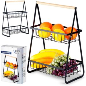 Koszyk na owoce 2-poziomowy metalowy czarny Vilde 229155