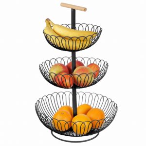 Patera na owoce 3-poziomowa czarna 56,5cm Brunbeste BB-3438