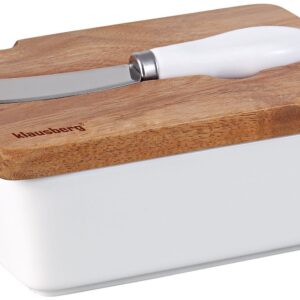 Maselniczka porcelanowa z nożykiem biała Klausberg KB-7785