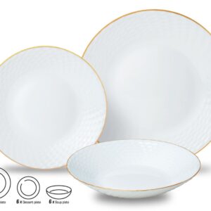 Serwis Obiadowy Kinghoff KH-1876 18 el. Złoty Rant