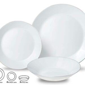 Serwis Obiadowy Kinghoff KH-1877 18 el. Srebrny Rant