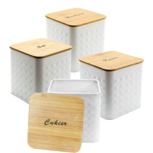 Zestaw 4 Pojemników Brunbeste BB-4262 Biały z Solą