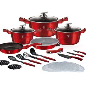 Zestaw garnków 22 elementy Berlinger Haus Metallic Burgundy BH-7180 powłoka granitowa