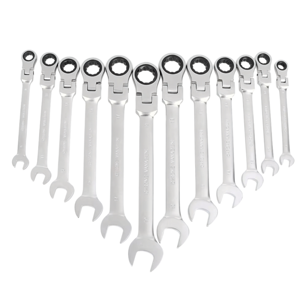 komplet kluczy płasko oczkowych z grzechotką